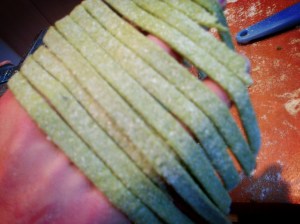 Tagliatelli from pasta machine